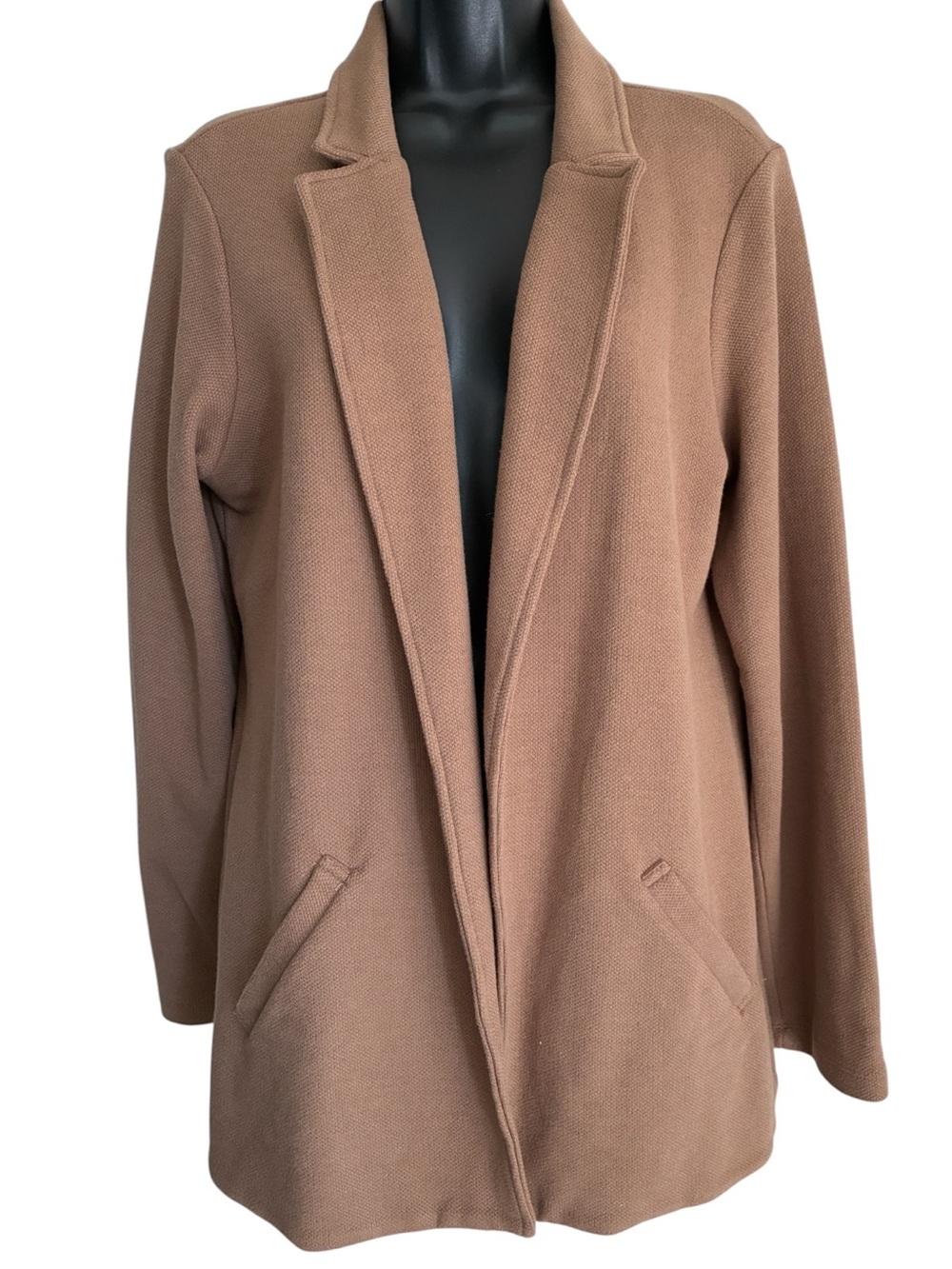 Matty M Minimalist Casual Corporate Wear Boyfriend Blazer Jacket Tan Sz L